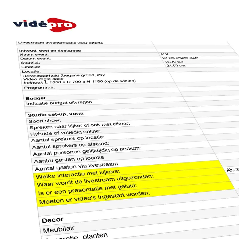 Livestream Inventarisatie